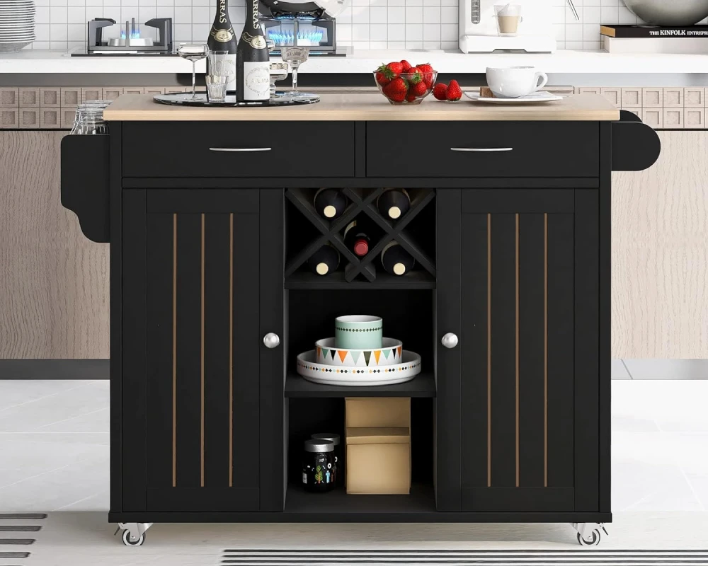 kitchen island with shelving